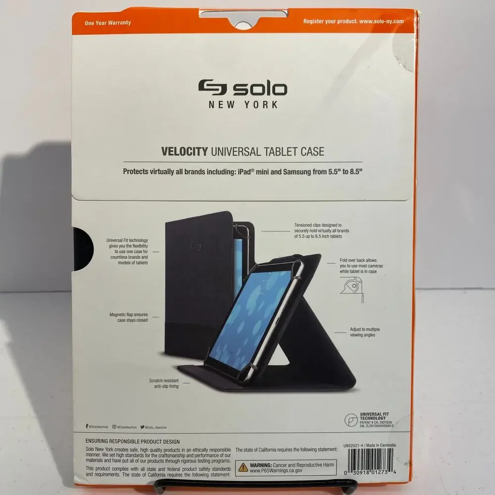 *NEW* SOLO NEW YORK Velocity Universal Tablet Case 5.5-8.5
